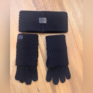 All Saints Black Ribbed Gloves and Earwarmer Set